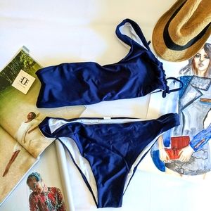 One Shoulder Plus Size Bikini Two Piece Swimsuit